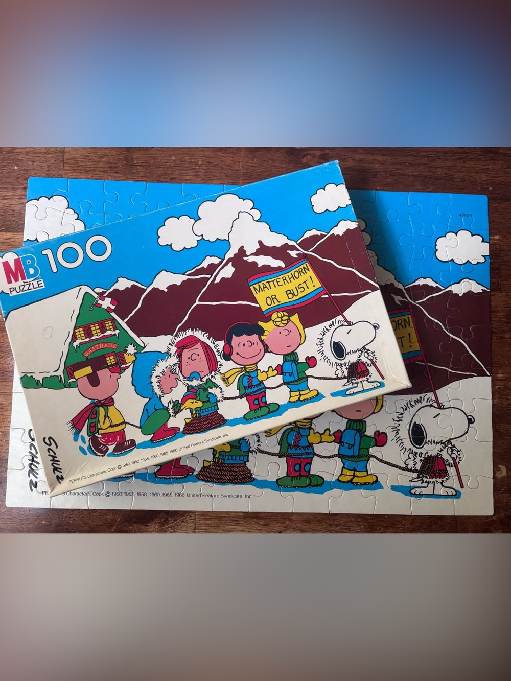 Peanuts MB 100-Piece 'Matterhorn or Bust' Kids Puzzle - complete